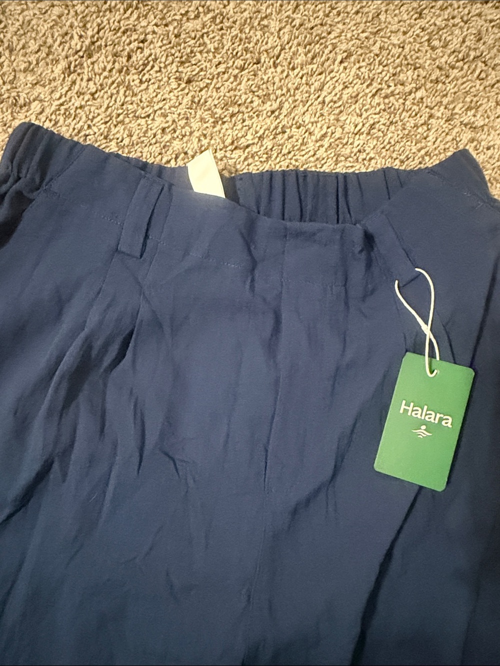 HALARA High Waisted Navy Wide-Leg Linen Flow Pants - Picture 5 of 6